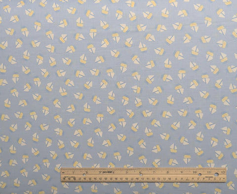 Light Blue Fabric / White and Yellow Sailboat Print