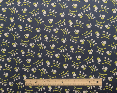 Vintage Picnic 55127 Bonnie & Camille Moda - Navy Fabric / White and Lime Green Tossed Retro Print