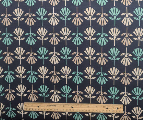 Riley Blake C3530 Gracie Girl Lori Holt Bee in My Bonnet 2013 - Navy Fabric / White, Bright Blue, Taupe Print