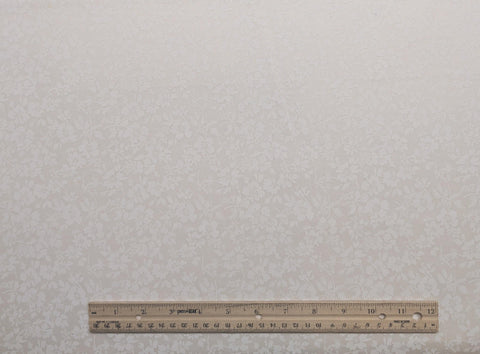 White Tone-on-Tone Flower Print Fabric - Selvage to Selvage Print