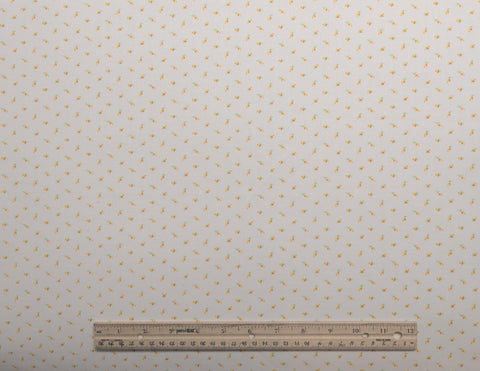 Vintage Lightweight White Fabric  / Yellow Flower Print - Selvage to Selvage Print