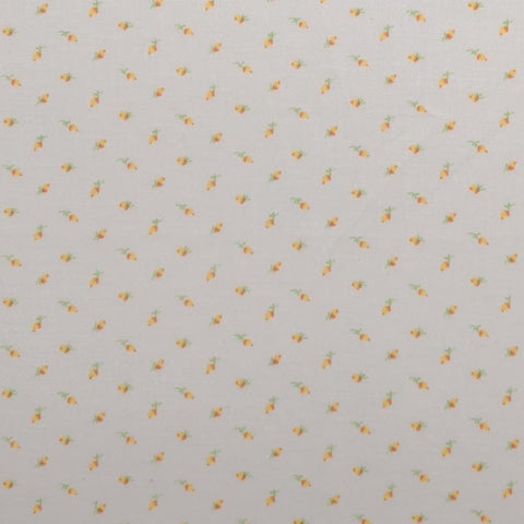 Vintage Lightweight White Fabric  / Yellow Flower Print - Selvage to Selvage Print