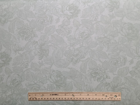 Paris Flea Market 3725 3 Sisters Moda - Seafoam Fabric / Tone-on-Tone Packed Large Rose Print