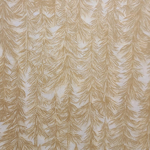 Boundary Waters by Granola Girl Debbie Field Troy Corporation Riverwoods Collection - Cream Tonal Fabric / Gold Packed Tree Print