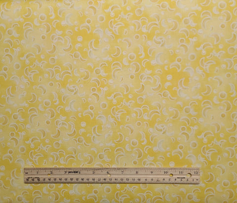 Color Kazoo 2907 Gail Kessler Andover Fabrics - Light and Dark Yellow Tonal Fabric / Tan, White Tossed Moon Shapes