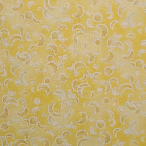 Color Kazoo 2907 Gail Kessler Andover Fabrics - Light and Dark Yellow Tonal Fabric / Tan, White Tossed Moon Shapes
