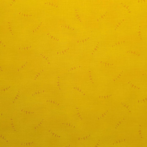 Leap Frog - Dark Yellow Tonal Fabric / Red Tossed "Ribbit" Script