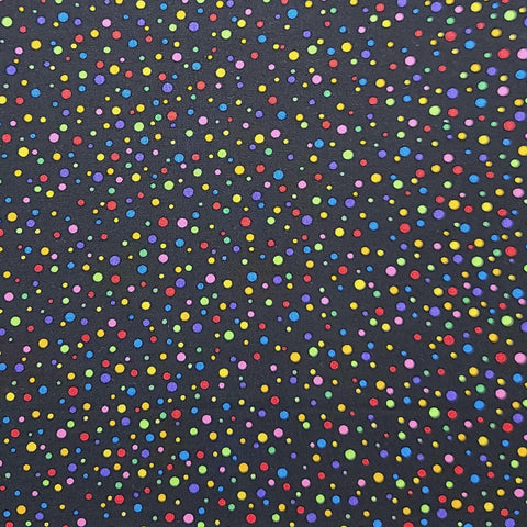 Fabric Traditions 2005 - Black Fabric / Brightly-Colored Multi-Sized Dot Print