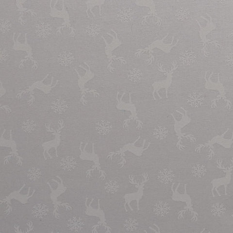 JoAnn Fabrics - White Tone-on-Tone Tossed Reindeer and Snowflake Print Fabric