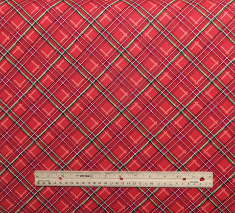 Hi-Fashion Fabrics 7291 - Red, Pink, White, Green Bias Plaid Fabric