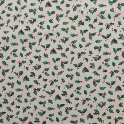 VIP Cranston Print Works - Soft White Fabric / Tossed Holly Print