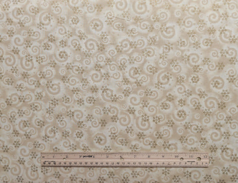 MBT - Cream Fabric / Tan Swirl / Gold Foil Snowflake Print