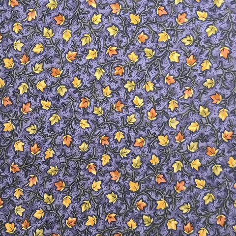 Nancy's Harvest 855F by Nancy Halvorsen for Benartex - Light Purple Flannel Fabric / Green, Red, Gold Tossed Leaf Print