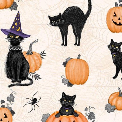 Meow-Gical Night by Michael Davis for Wilmington Prints 3008 96474 298 Cream