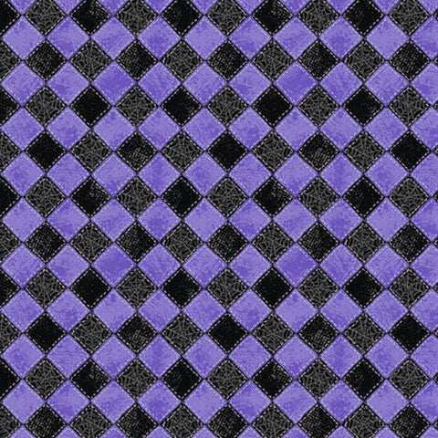 Meow-Gical Night by Michael Davis for Wilmington Prints 3008 96480 619 Purple and Black Harlequin Print