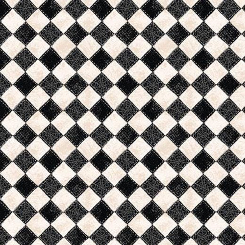 Meow-Gical Night by Michael Davis for Wilmington Prints 3008 96480 219 Cream and Black Harlequin Print