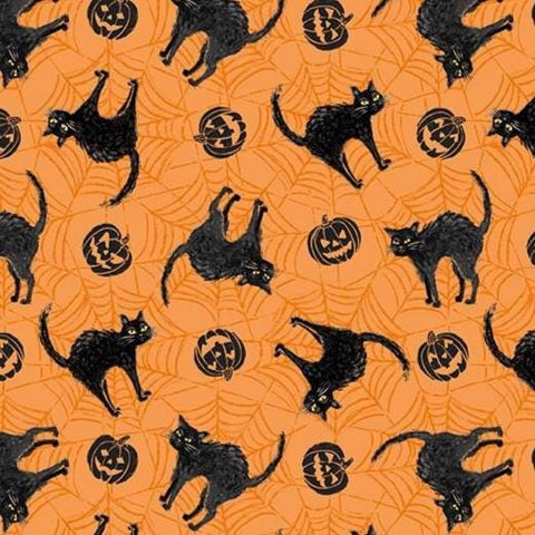 Meow-Gical Night by Michael Davis for Wilmington Prints 3008 96478 899 Orange