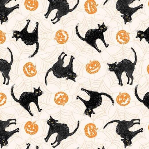 Meow-Gical Night by Michael Davis for Wilmington Prints 3008 96478 298 Cream