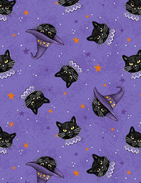 Meow-Gical Night by Michael Davis for Wilmington Prints 3008 96476 691 Purple