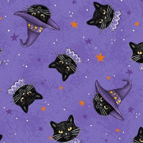 Meow-Gical Night by Michael Davis for Wilmington Prints 3008 96476 691 Purple