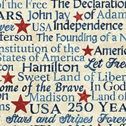 America 250 - Stonehenge by Linda Ludivico for Northcott Fabrics 28373-12 Words Beige Multi