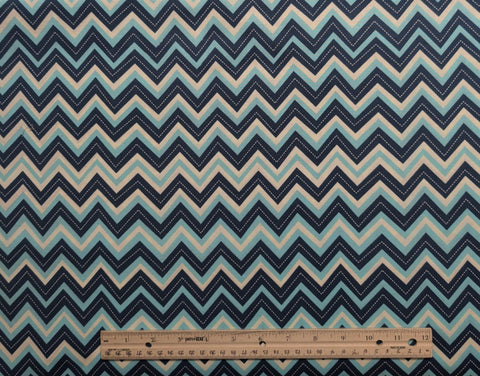 JoAnn Fabrics - White, Turquoise, Navy Chevron Stripe Fabric