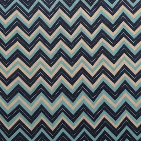 JoAnn Fabrics - White, Turquoise, Navy Chevron Stripe Fabric