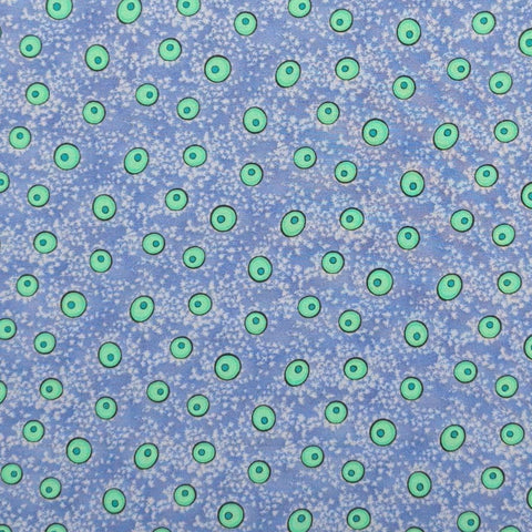 Goodnight Bear Mindy Dwyer P&B Textiles 2003 - Medium Denim Blue Colored Tonal Fabric / Seafoam Green, Teal Cartoon-Style Eyeball Print