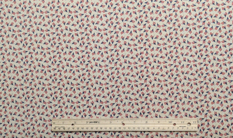 America - Tan Fabric / Tossed Mini American Flag Print
