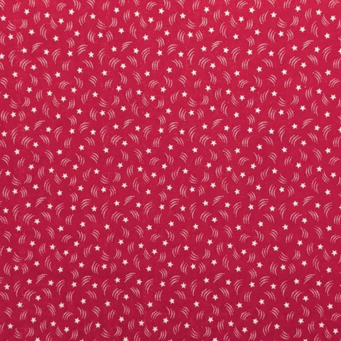 VIP Cranston Print Works - Dark Red Fabric / Tossed White Star and Dot Print