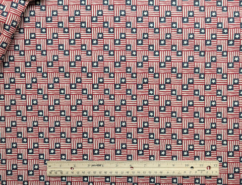 Fabrics Co - Packed American Flag Block Print Fabric