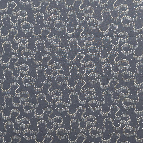 Navy, White Star Ribbon Print Fabric - Selvage to Selvage Print