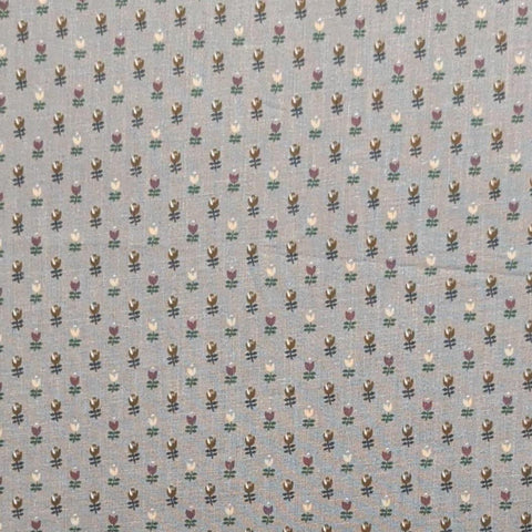 VIP Cranston Print Works - Gray Fabric / Brown, Tan, Green Vintage Flower Print