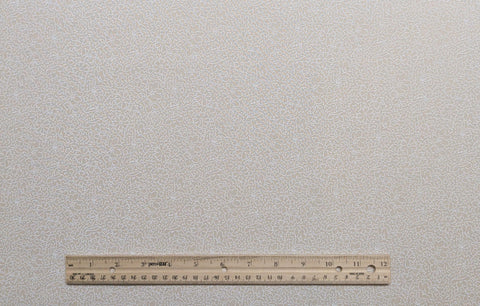 Oatmeal Colored Fabric / Packed White Flower Outline Print - Selvage to Selvage Print