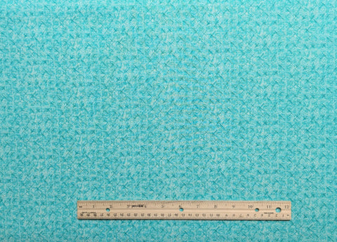 Turquoise Tonal Crosshatch Print Fabric - Selvage to Selvage Print