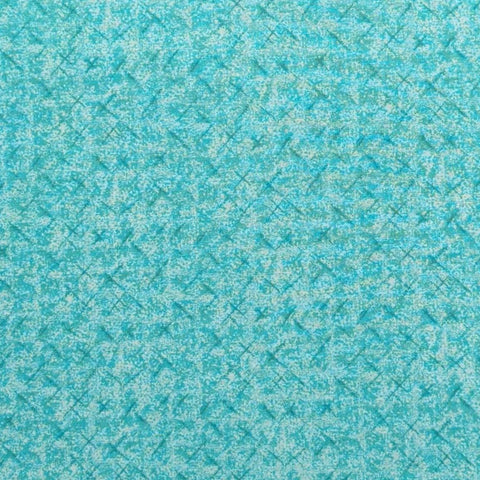 Turquoise Tonal Crosshatch Print Fabric - Selvage to Selvage Print