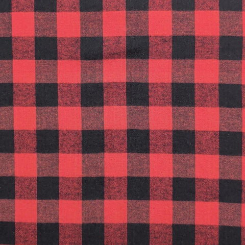 Shirtweight Flannel Fabric / Red, Black Buffalo Check Plaid - Selvage to Selvage Print