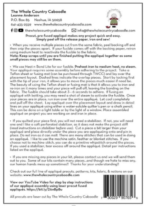 The Whole Country Caboodle / Fireflies Precut Applique Pack Leann Anderson 2021