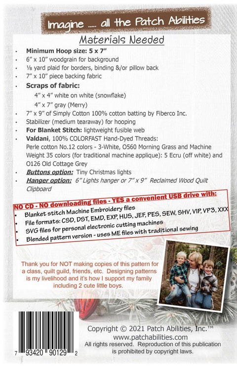 Be Merry Blanket Stitch Machine Embroidery by Patch Abilities / Includes USB Drive and Hanger