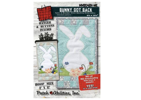 Bunny Got Back MM804BH-ME by Patch Abilities  Satin & Blanket Stitch Machine Embroidery / Includes Hanger and Buttons