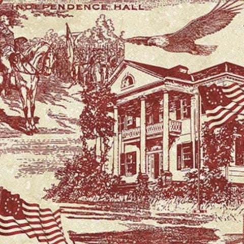 America 250 - Stonehenge by Linda Ludivico for Northcott Fabrics 28372-24 Toile Red - Beige