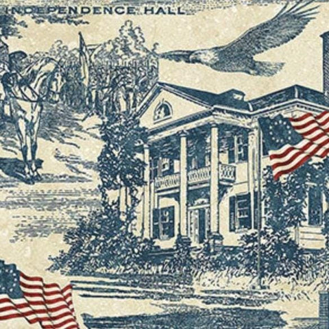 America 250 - Stonehenge by Linda Ludivico for Northcott Fabrics 28372-49 Toile Navy - Beige