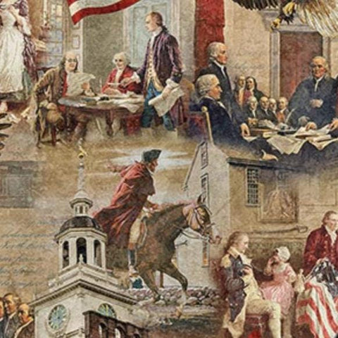 America 250 - Stonehenge by Linda Ludivico for Northcott Fabrics DP28367-12 Independence Beige Multi