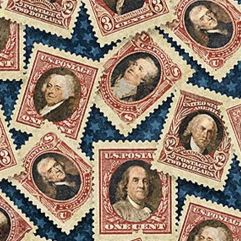 America 250 - Stonehenge by Linda Ludivico for Northcott Fabrics DP28369-49 Stamps Navy Multi