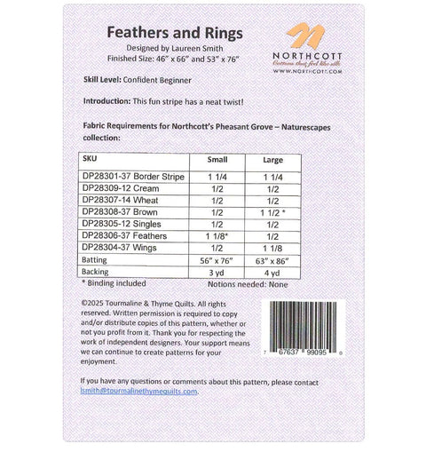 Feathers and Rings Quilt Pattern PTN3527 by Tourmaline & Thyme Quilts Featuring Pheasant Grove by Northcott Fabrics - Includes 2 Sizes