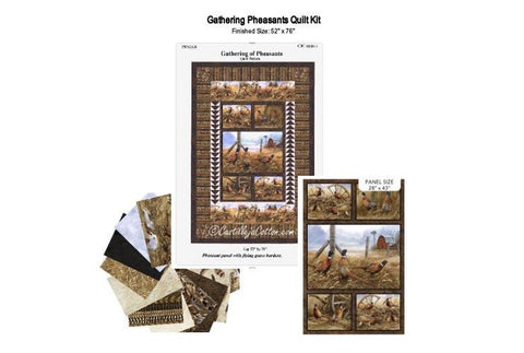 Kit - Gathering of Pheasants Quilt (52"x76") Quilt Kit - Featuring Pheasant Grove by Northcott Studio / Pattern by Castille ja Cotton