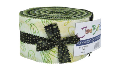 Java Batiks Green for Maywood Studio - (40) 2-1/2" Fabric Strips - ST-MASJAB-GRE