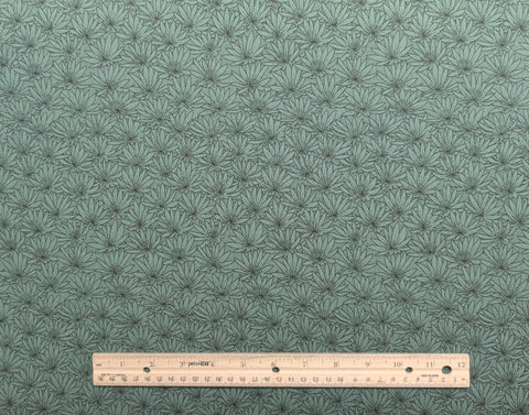 Kona Bay Fabrics TR-5985 2002 - Evergreen Fabric / Black Flower and Dot Print