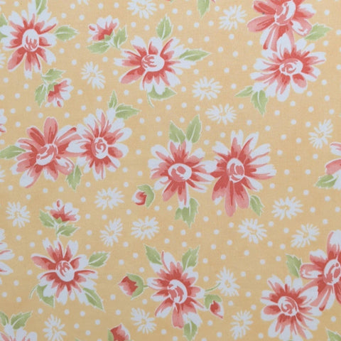 California Girl 20180 by Joanna Figueroa Fig Tree & Co Moda - Yellow Fabric / Pink, White Dot and Tossed Flower Print