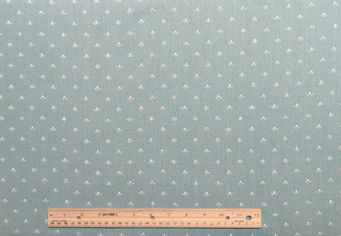 Cantor Decorative Fabrics - Seafoam Green Fabric / White Flower Print
